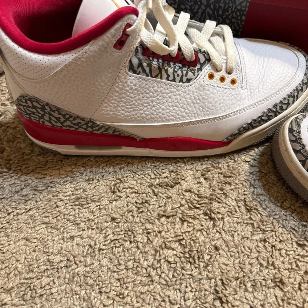 Jordan Red and White Sneakers with Orange Details